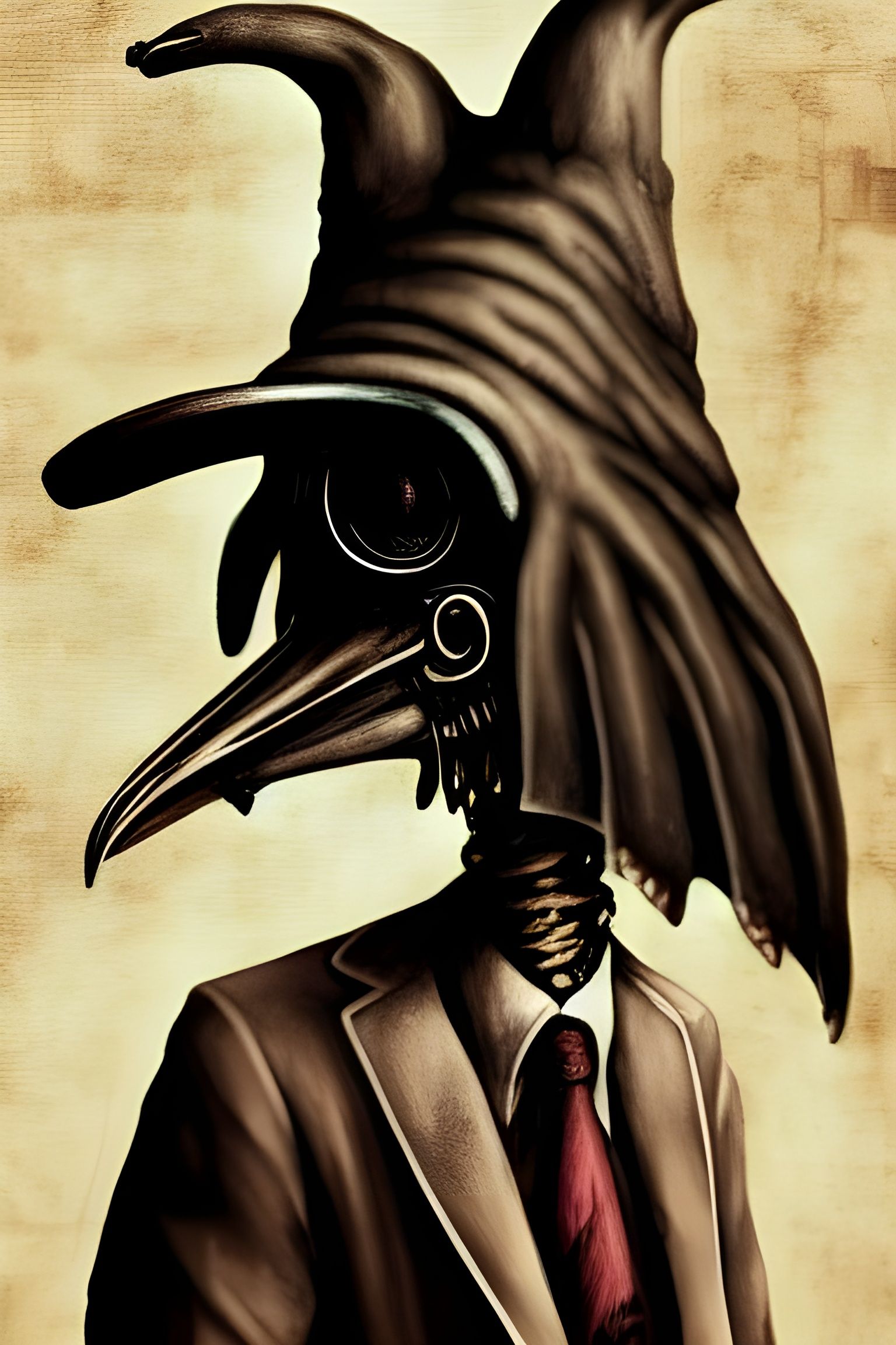 Plague Doctor Bird Skull Character Concept