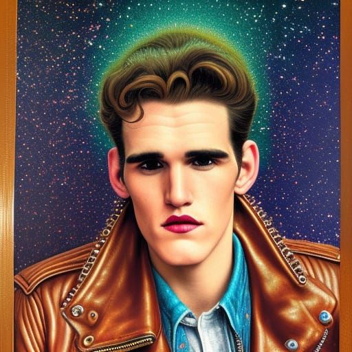 Photorealistic Teen Portrait with Nebula Sky Background