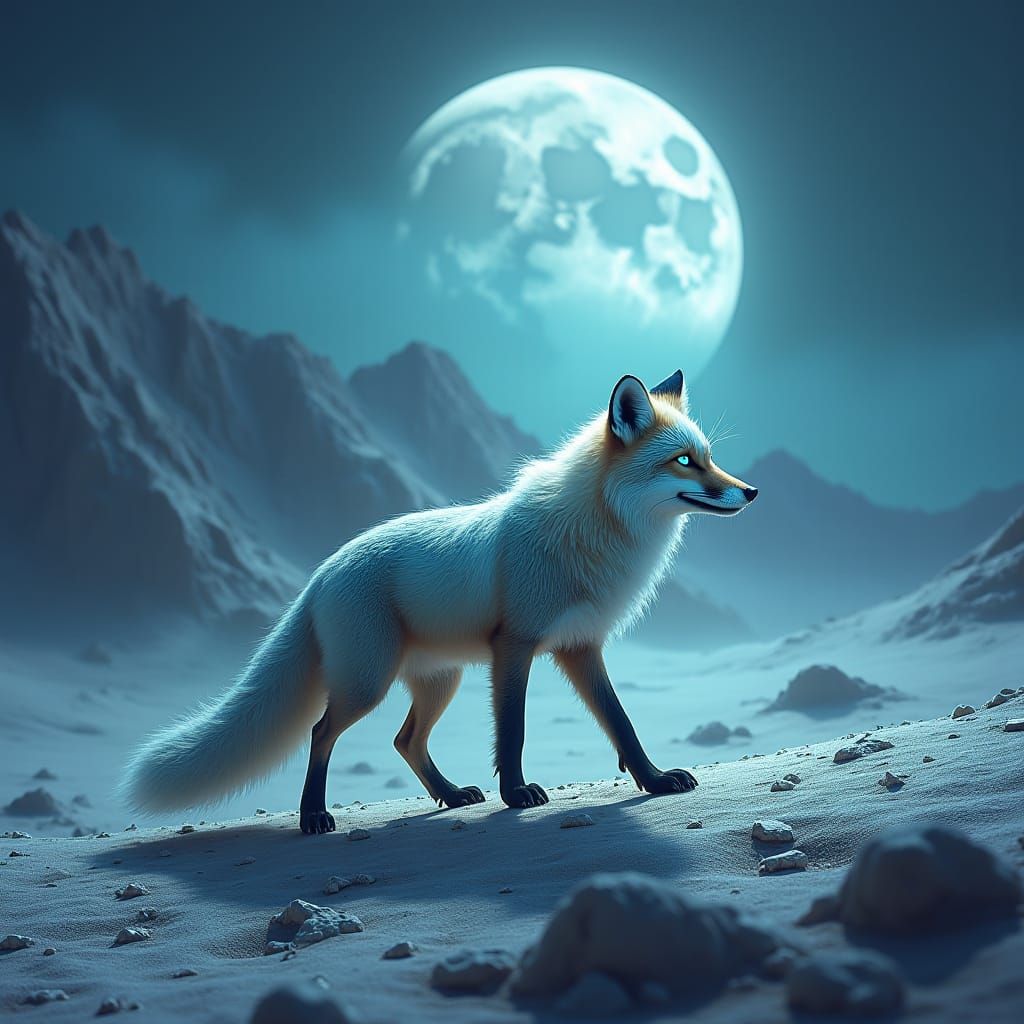 Fox on the Moon: Dreamlike Fantasy Concept Art