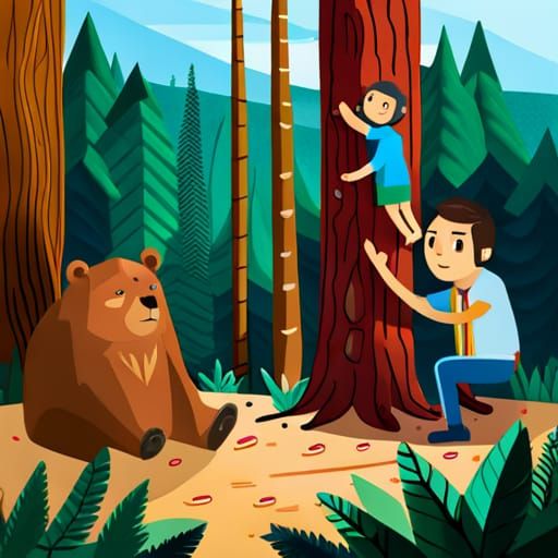 Bear and Cougar Discuss Hikers, Wes Anderson Style