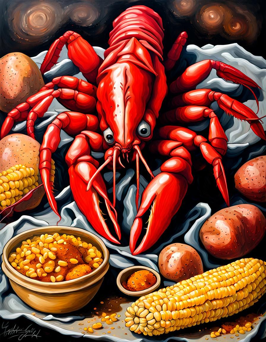 Cajun Crawfish Boil: Graffiti Art with Vibrant Spices
