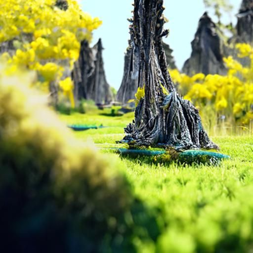 Fantastical Cypress Tree Field in Detailed Matte Painting