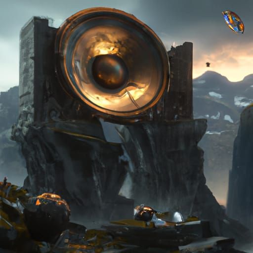 Mountain Speaker: Detailed Matte Painting in 8K