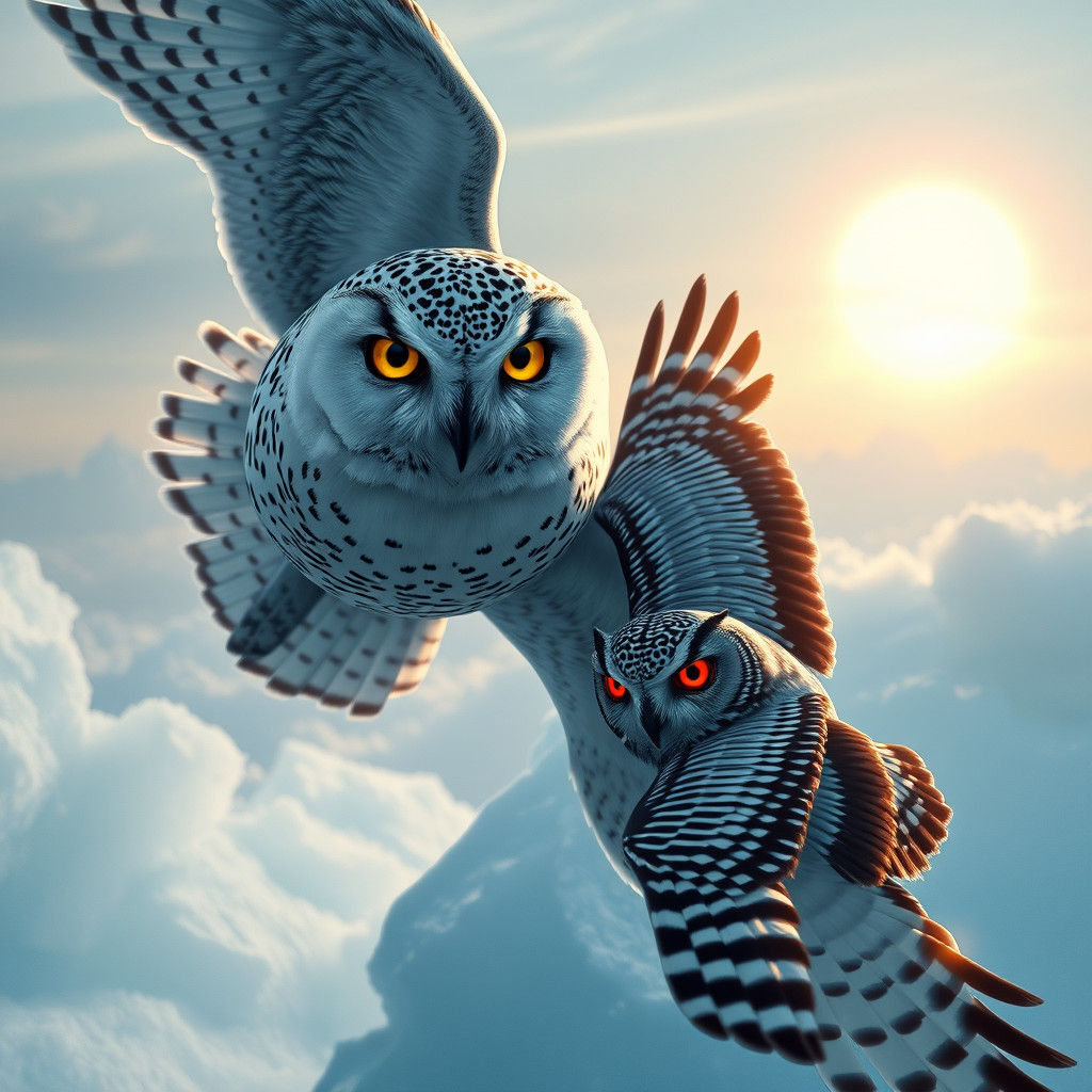 Owls Soaring Through Antarctica: A Matte Painting