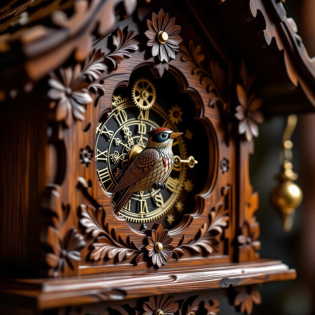 Antique Cuckoo Clock Macro Photo