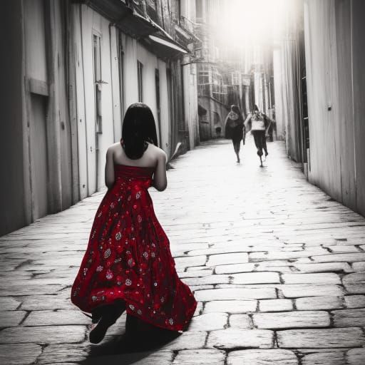 Girl in Big Dress Running: Professional Photography