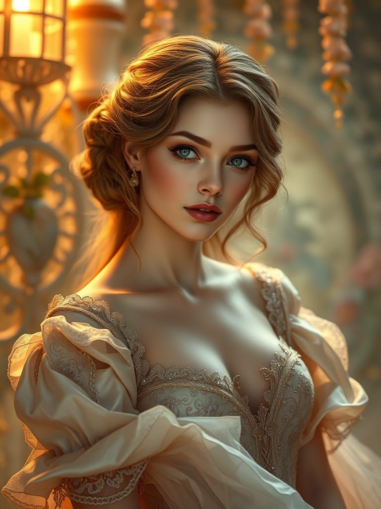 Ethereal Goddess in Whimsical Attire