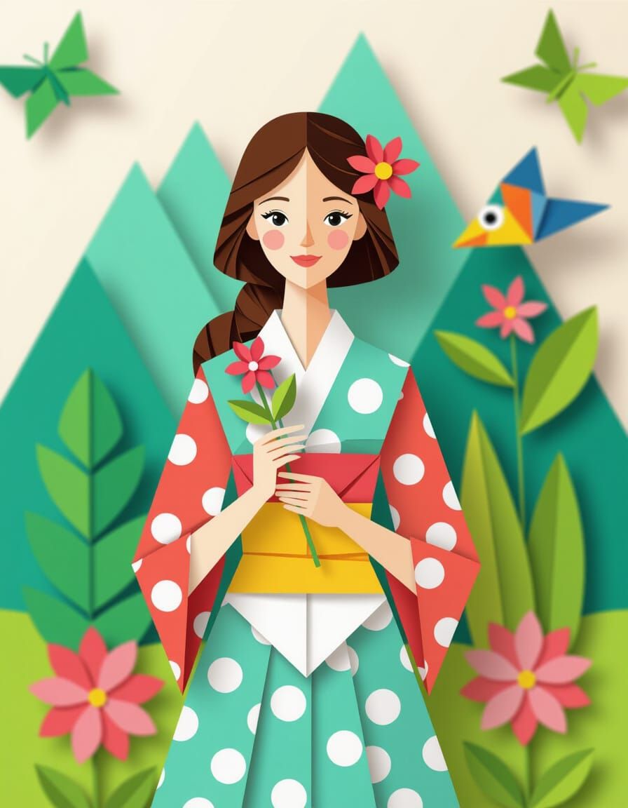 Detailed Papercraft Scene of Girlish Womanhood