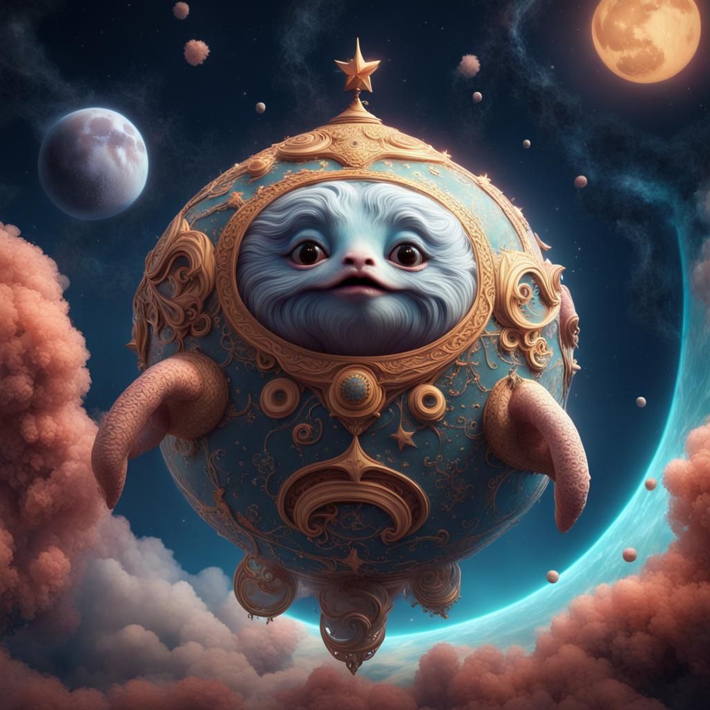 Celestial Creature Floating in Space: Dreamy Digital Art