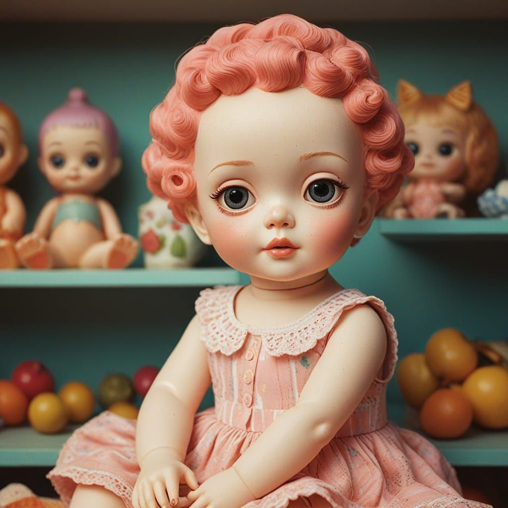 Vintage Kewpie Doll in Warm, Whimsical Light