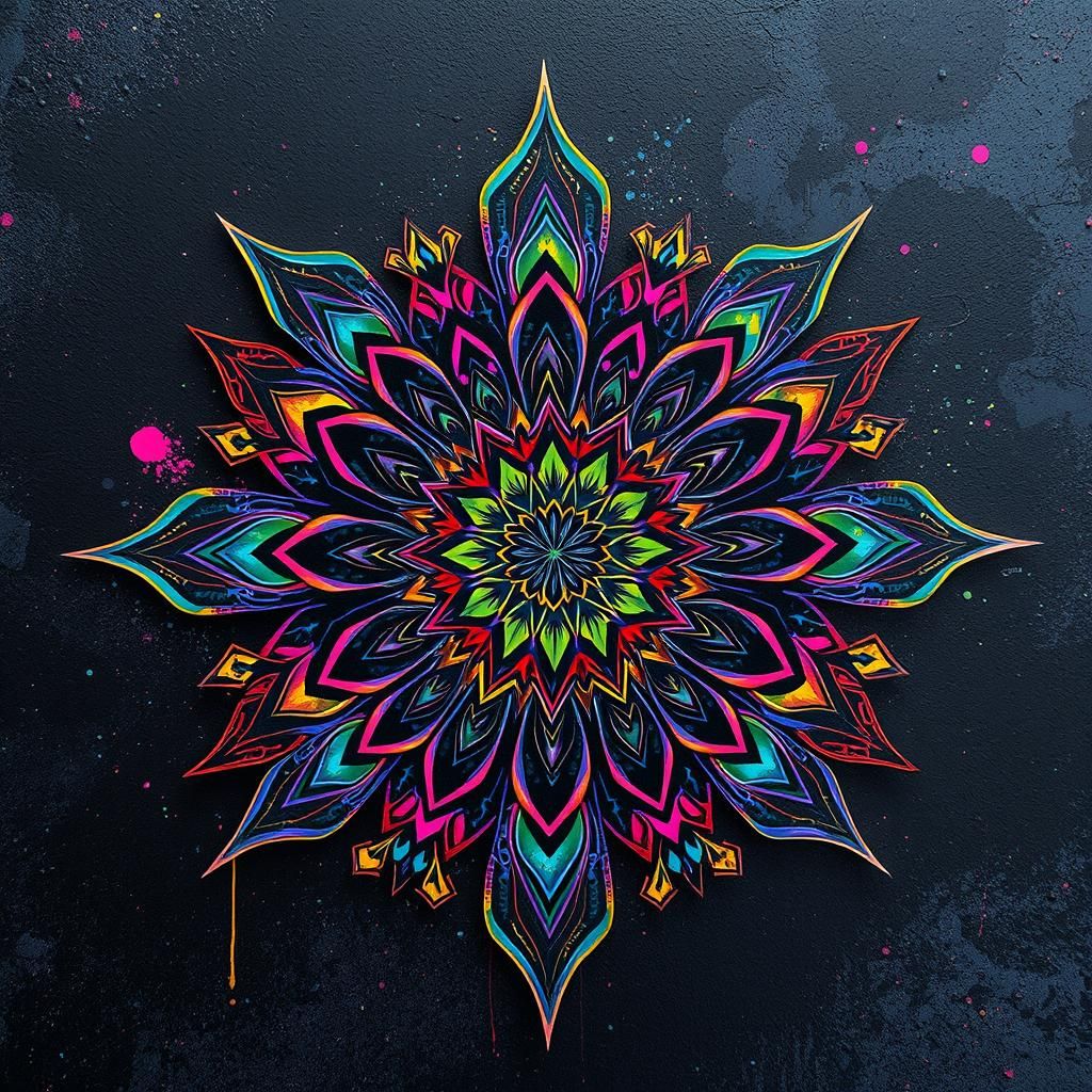 Polychromatic Techno Mandala Graffiti Street Art