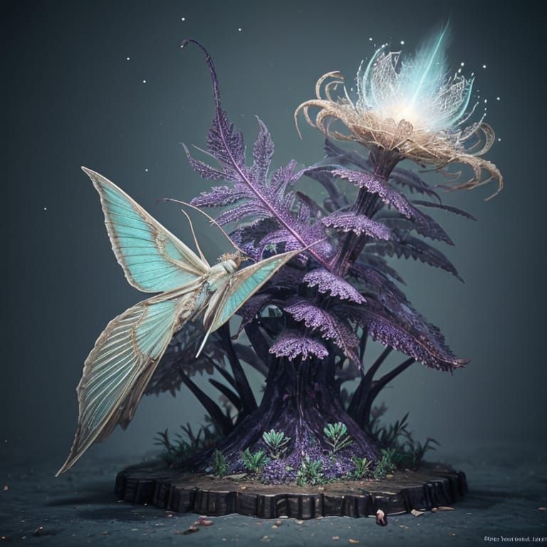 Poodle Moth in Detailed Matte Painting Style