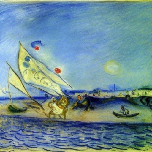 English Coast Inspired by Impressionism and Romanticism