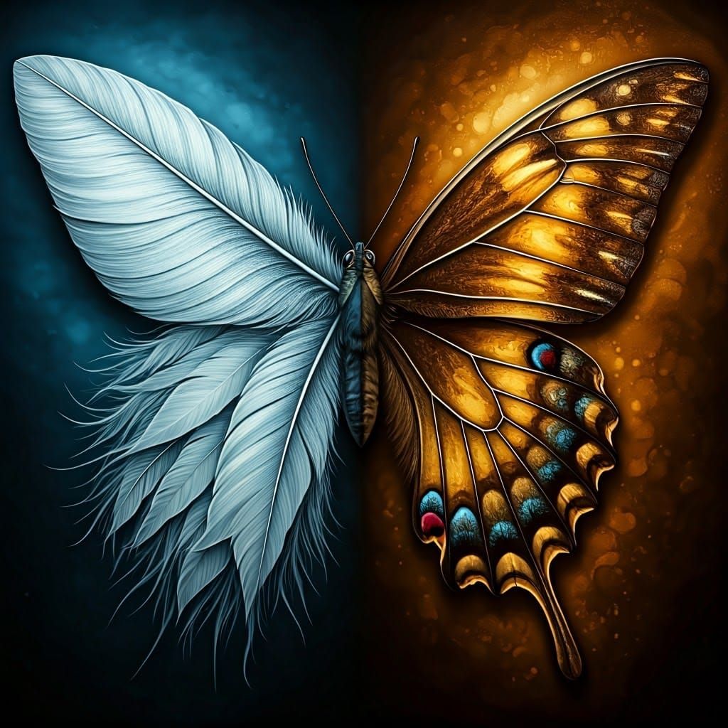 Butterfly Art: Feather Sketch and Volumetric Drawing