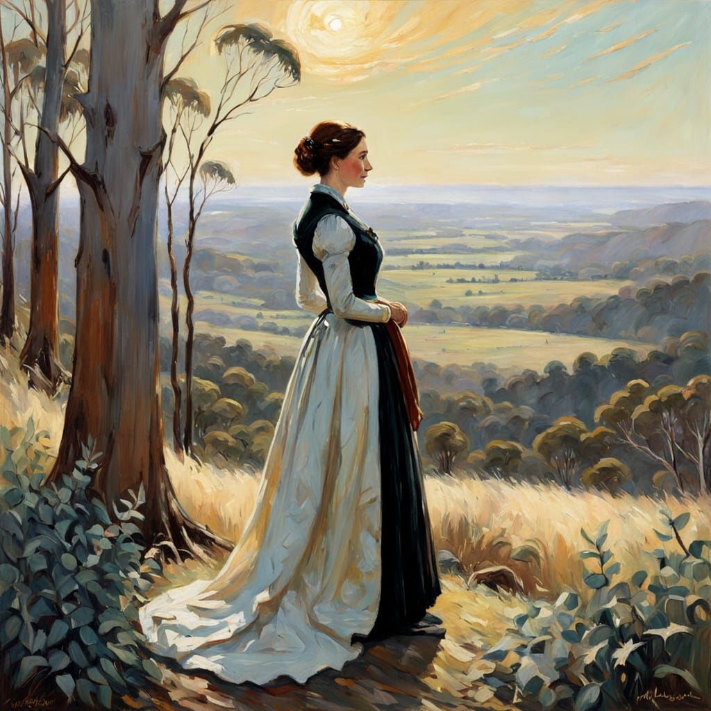 Regal Woman Surveys Her Australian Kingdom in Heidelberg Sty...