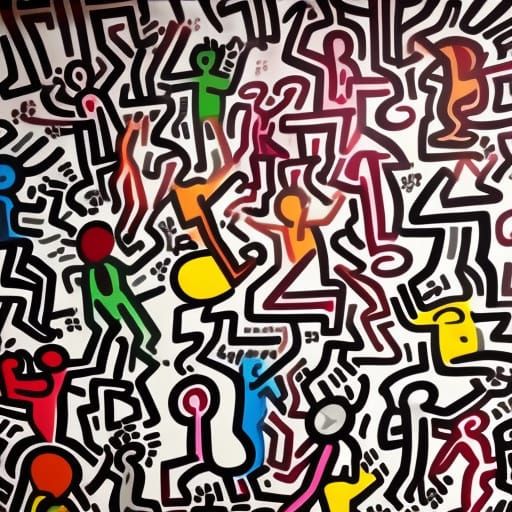 Graffiti Mural in Haring Style: Drug Epidemic Awareness