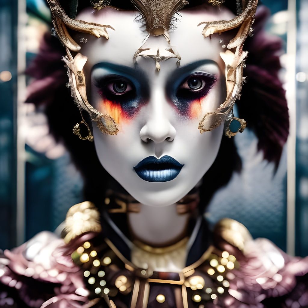 Devil Woman Portrait in Hell Flames