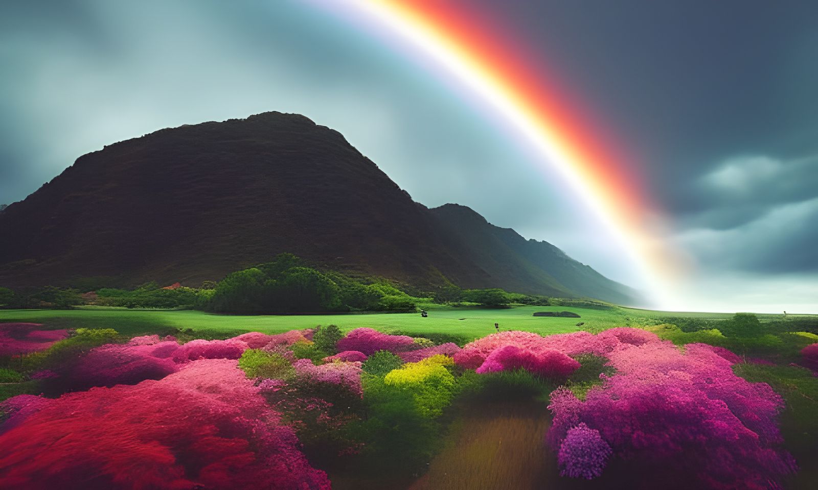 Rainbow Over Noah's Ark in Digital Painting Style