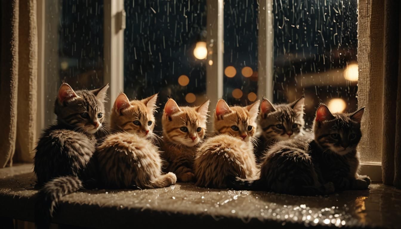 Kittens Sleeping on a Rainy Night, Digital Photography