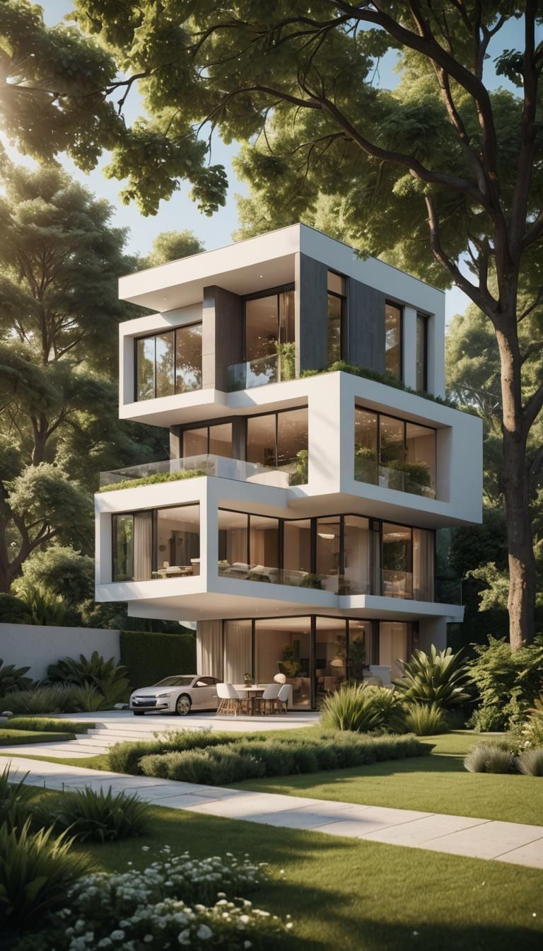 Luxurious Modern House in a Manicured Garden