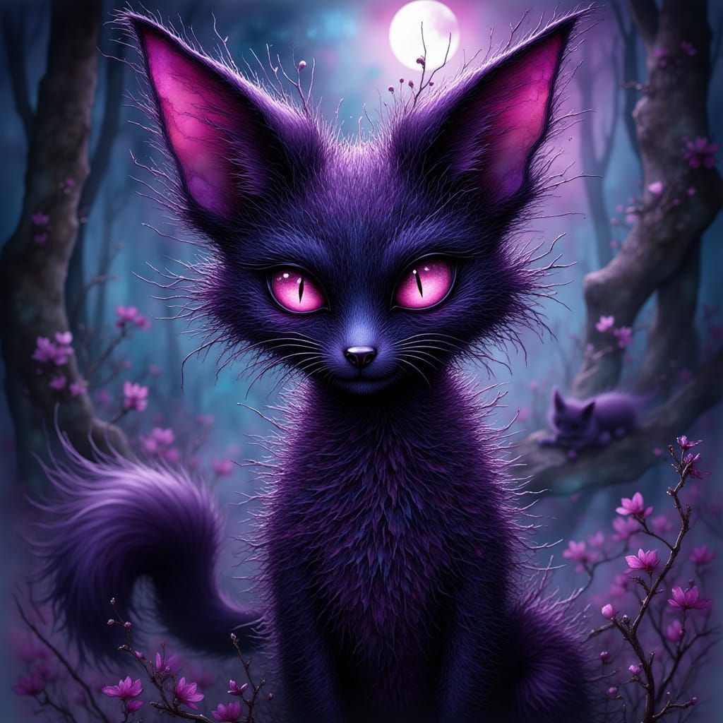 Evil Fox Creature in 80s Anime Zentangle Style