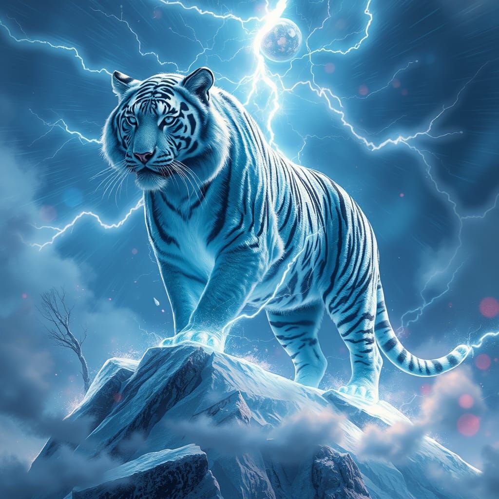 Electric Frost Tiger Ascends the Frozen Peak
