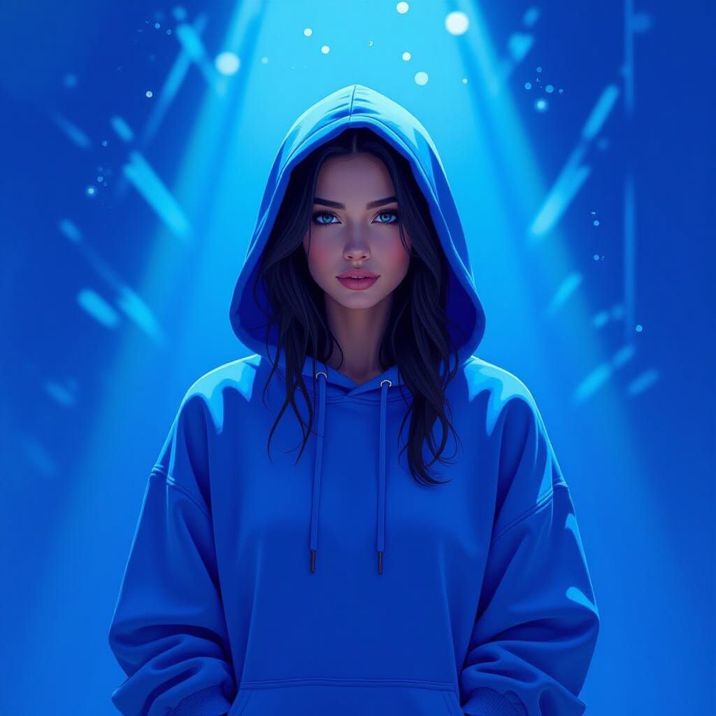 Person in Blue: Digital Concept Art
