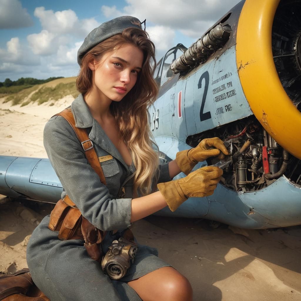 French Resistance Fighter near Crashed Aircraft in Impasto S...