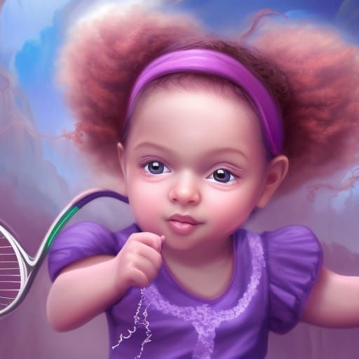 Cute Cartoon Baby Girl with Curly Hair