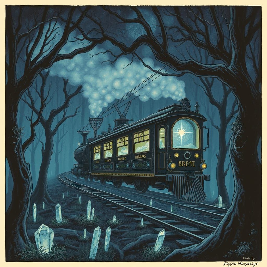 Spectral Train Journey Through Ethereal Forest