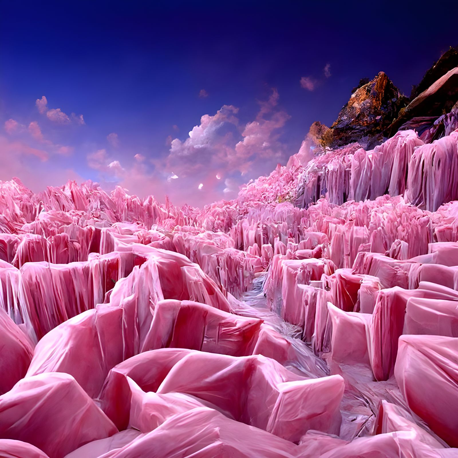 Pink Crystal Cave Digital Matte Painting