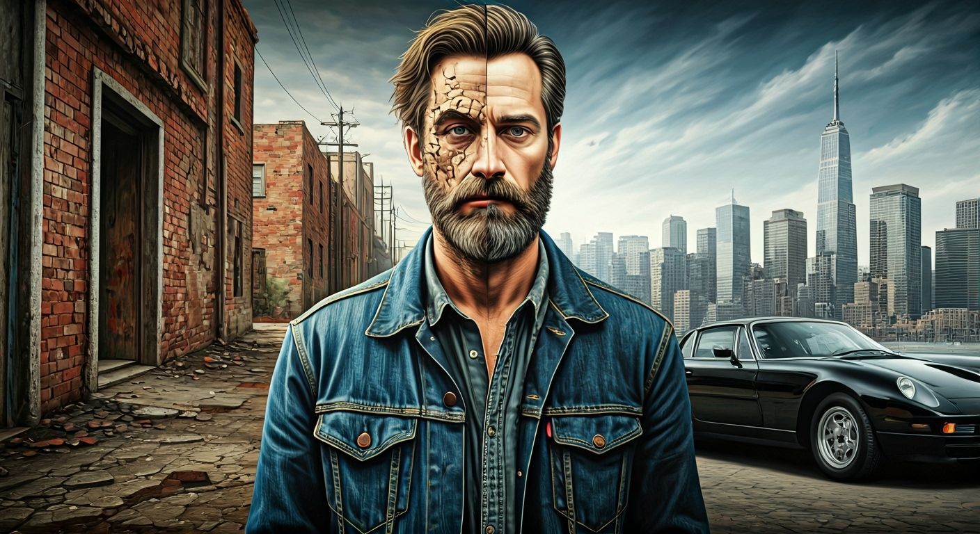 Vagabond Man Dissolving into Encaustic Textures