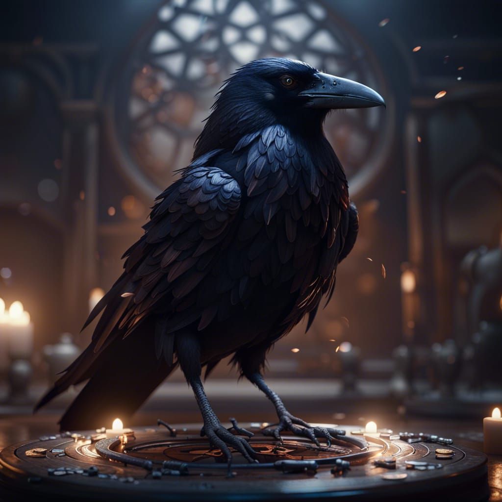 Crow posing for spell