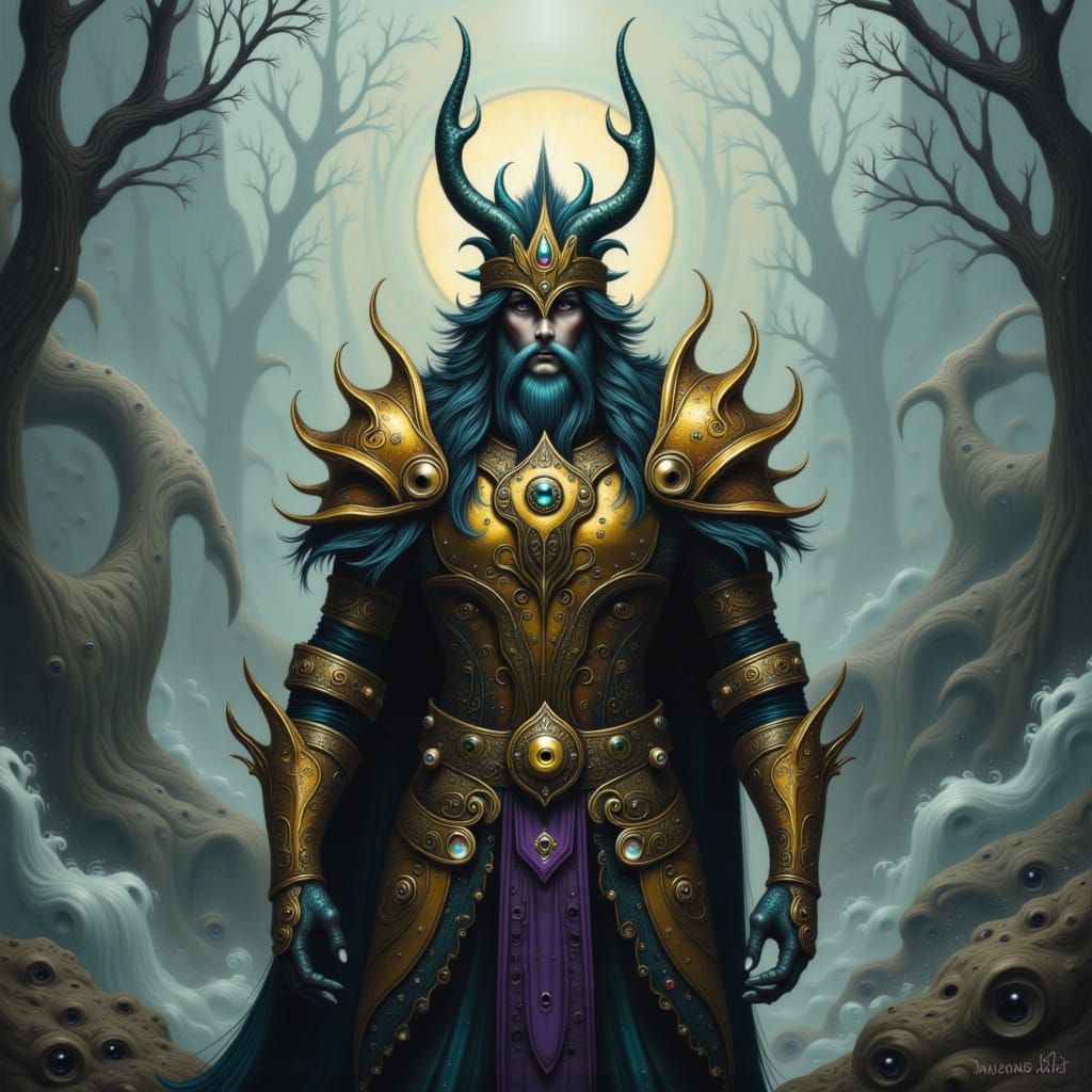 Heimdallr: Gold-Toothed Norse God in Digital Art