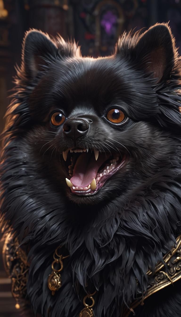 Vampire Pomeranian: Dark Fantasy Art in Style of Rutkowski