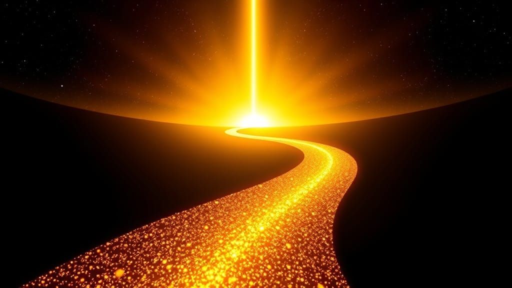 Celestial Winding Road in Warm Golden Light