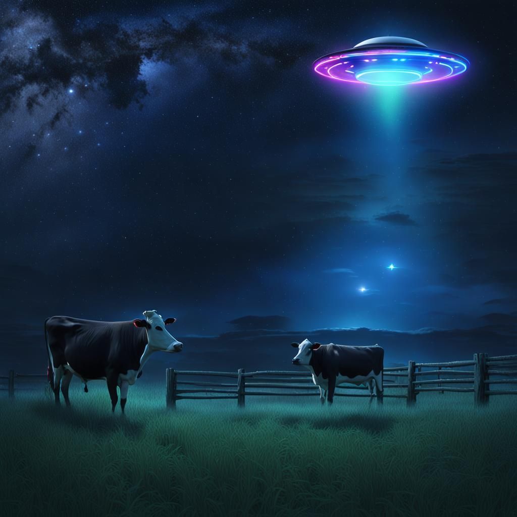 UFO Abduction: Neon Light Surrealism