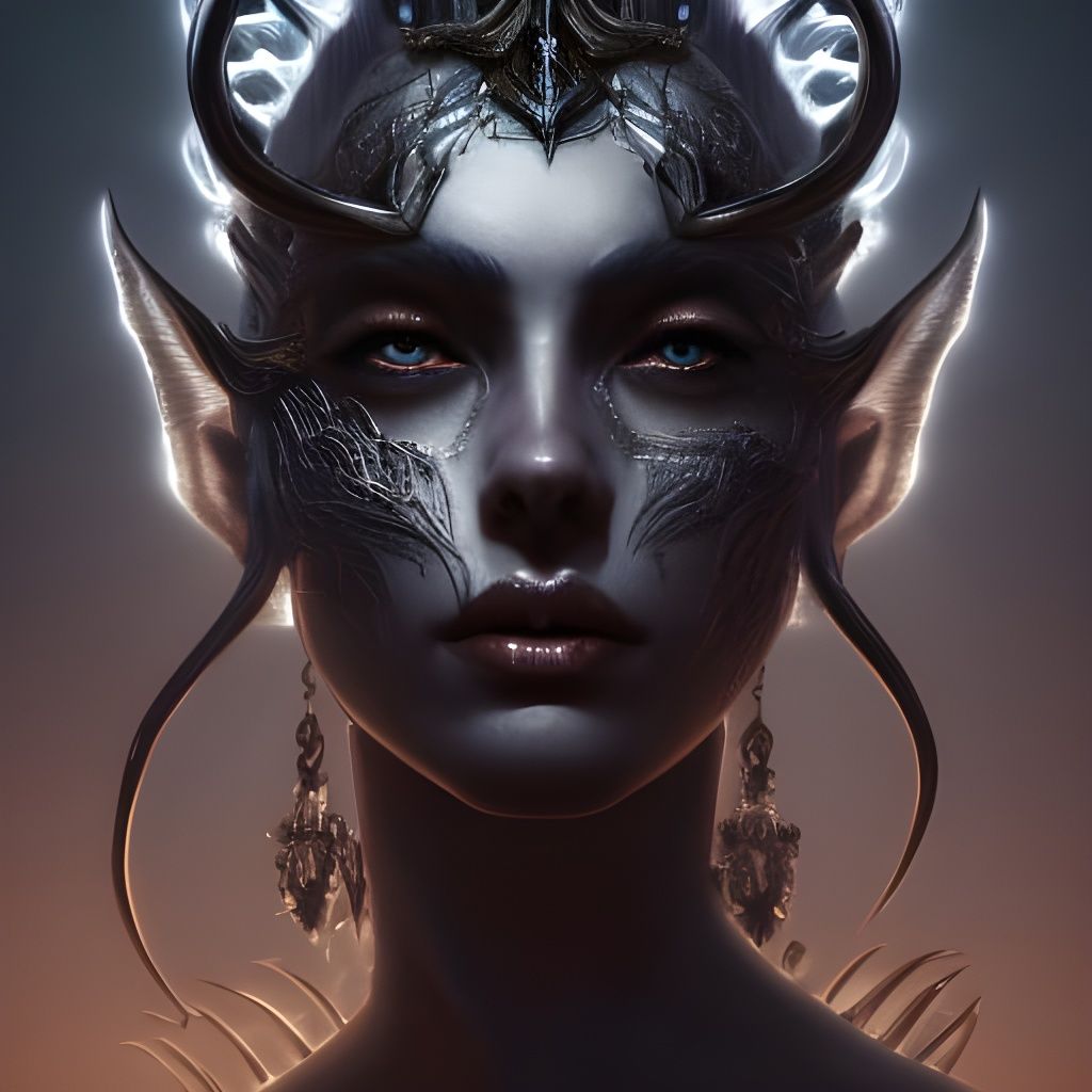 Moonlit Demon Queen Portrait in Dark Fantasy Style