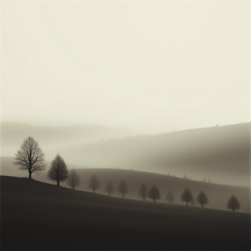 Misty Landscape in Minimalist Photography Style