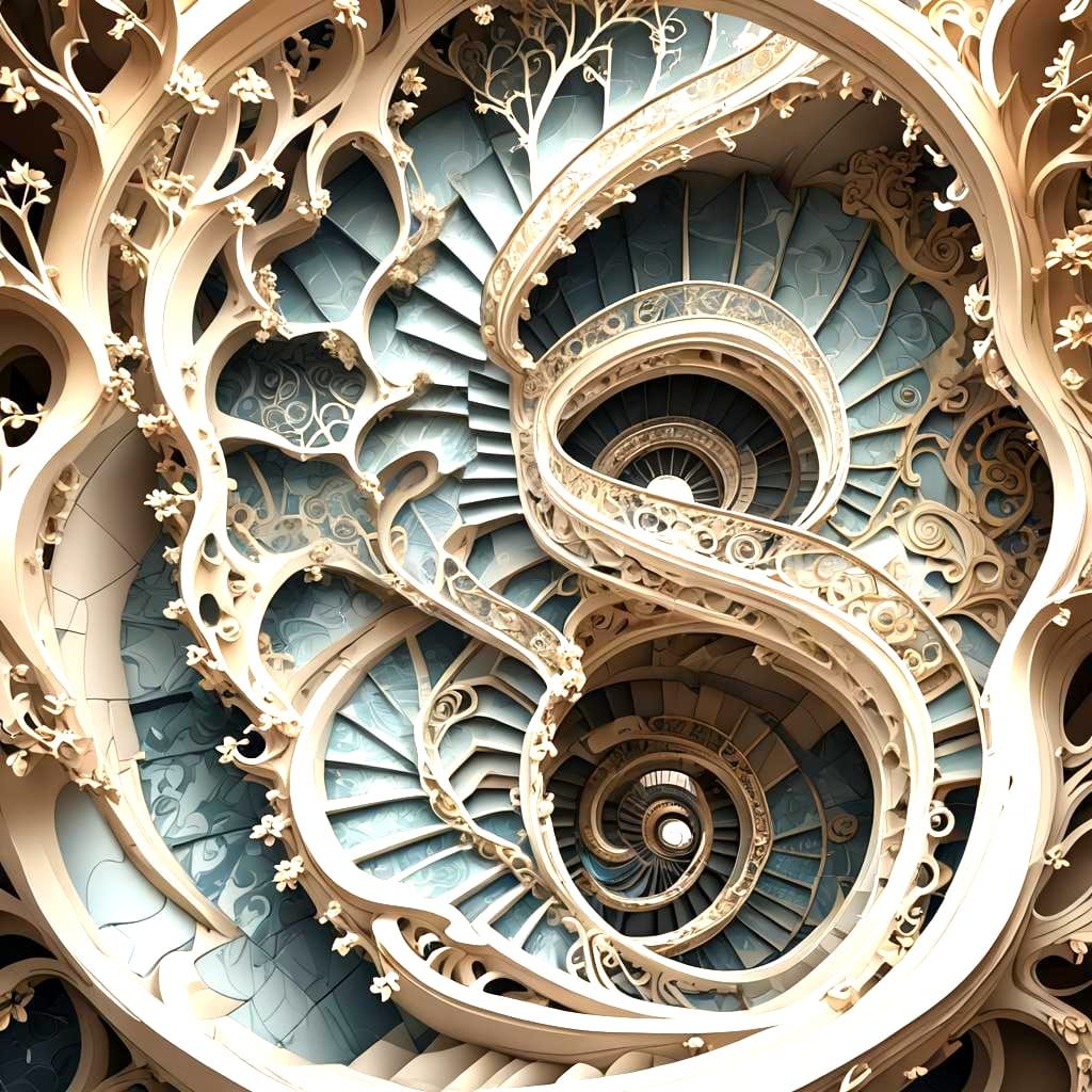 Marble Spiral Staircase Inside Carved Tree