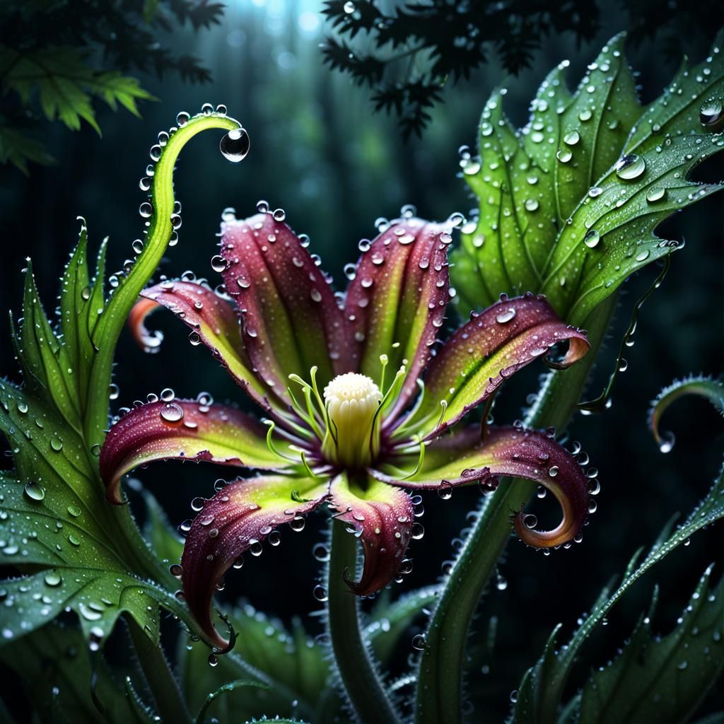 Carnivorous Tentacle Flower in a Dark Forest