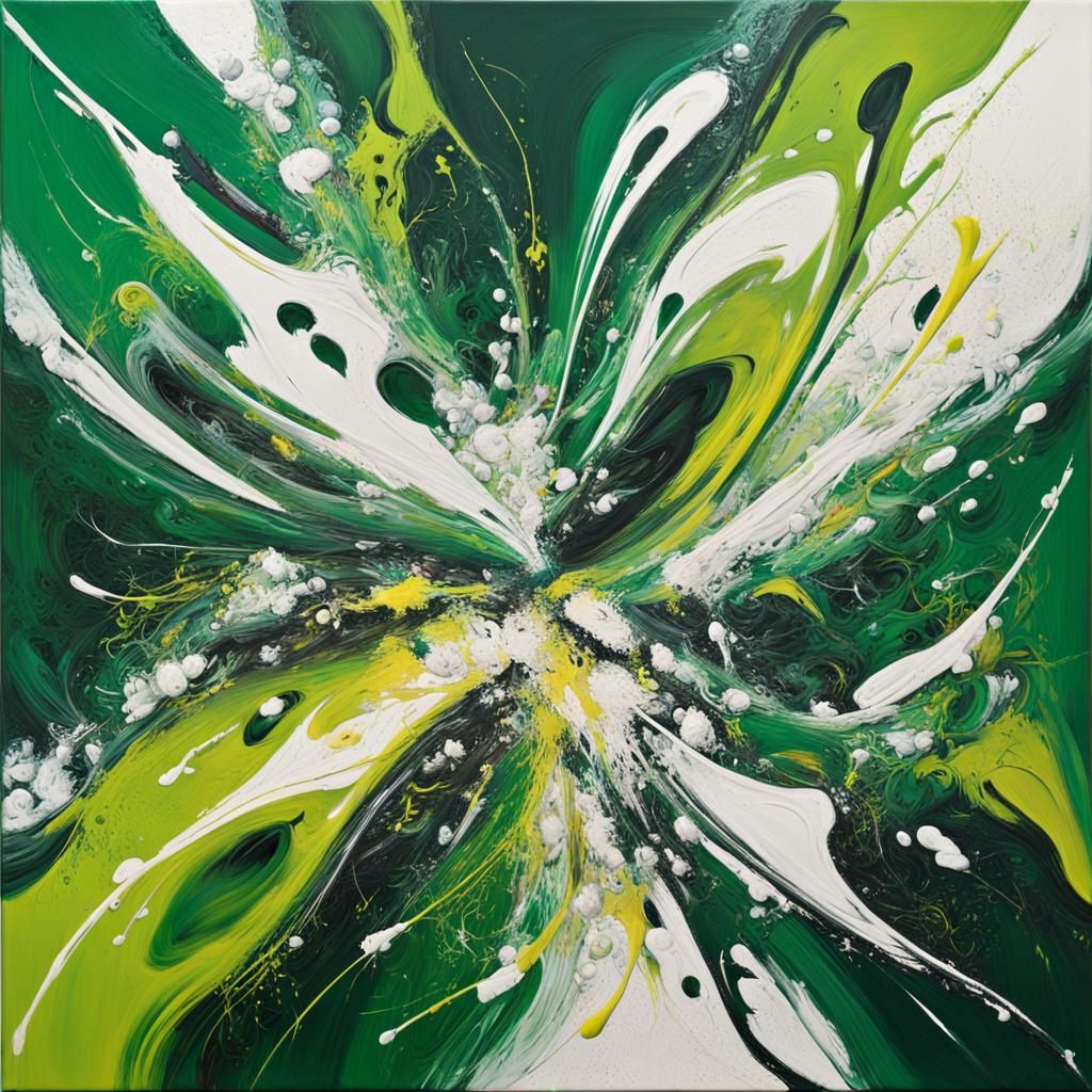 Dynamic Abstract Acrylic Painting with Impasto Texture