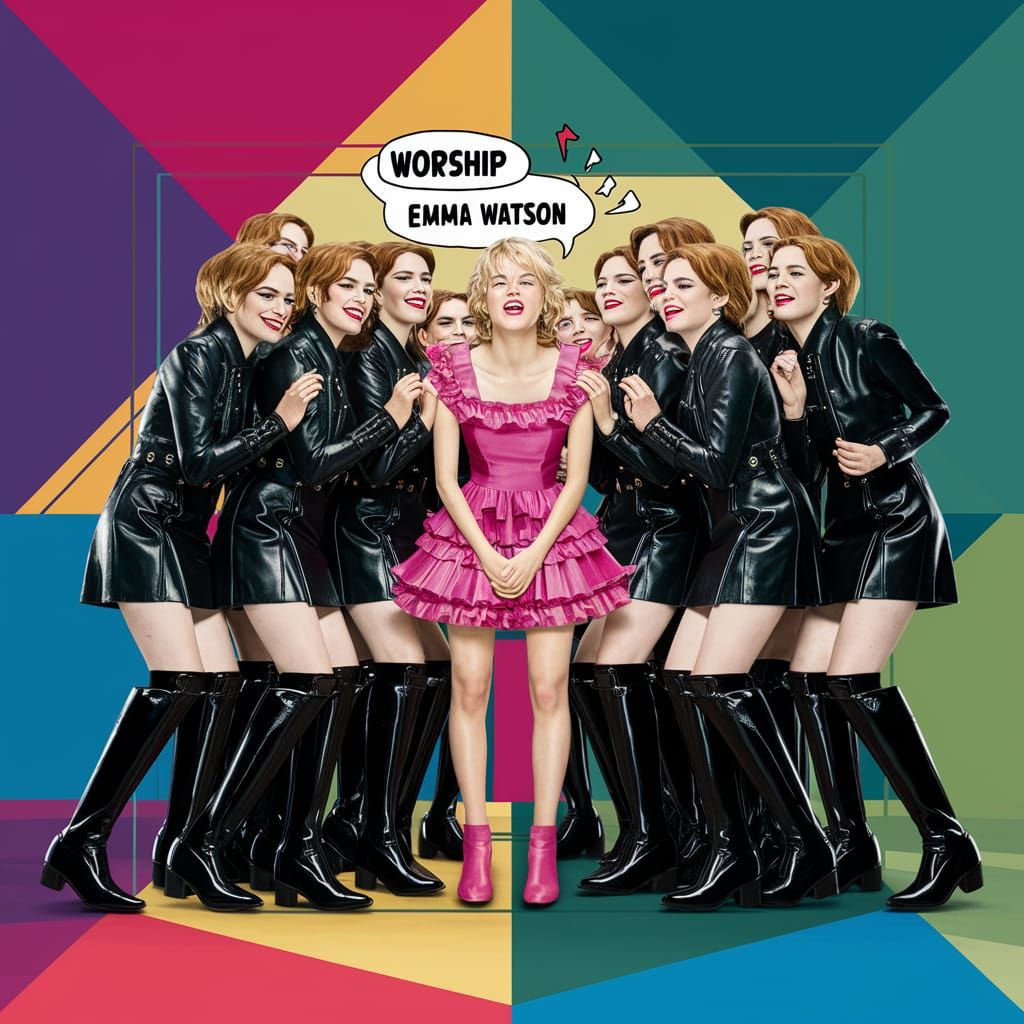 Emma Watson Clones in Leather, Pop Art Style