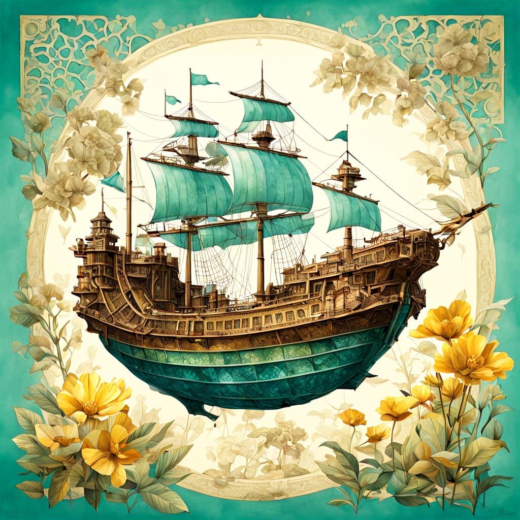 Steampunk Ark Ship in Desert, Cinematic Film Still