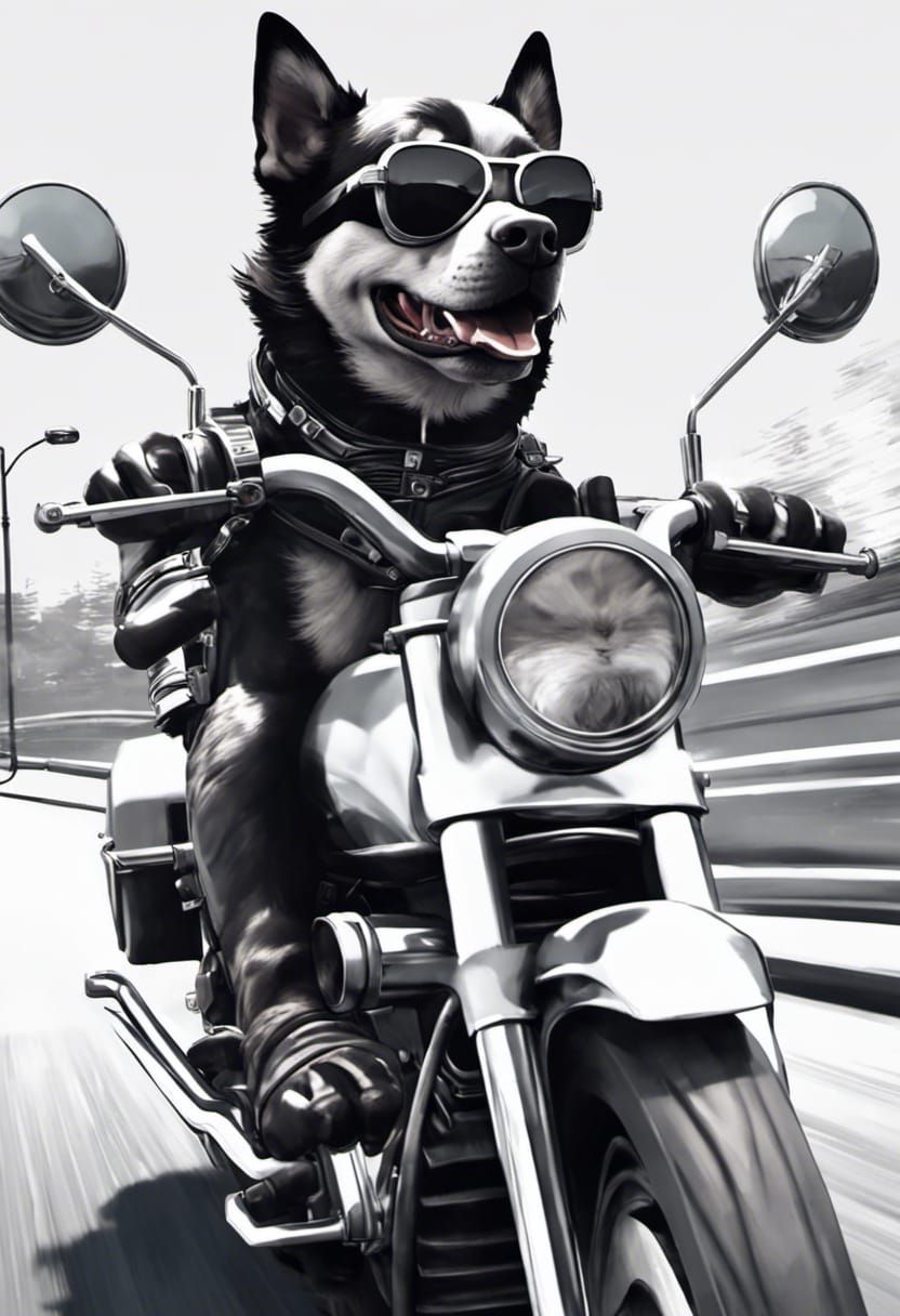 Dog on Motorbike: Funny 3D Render