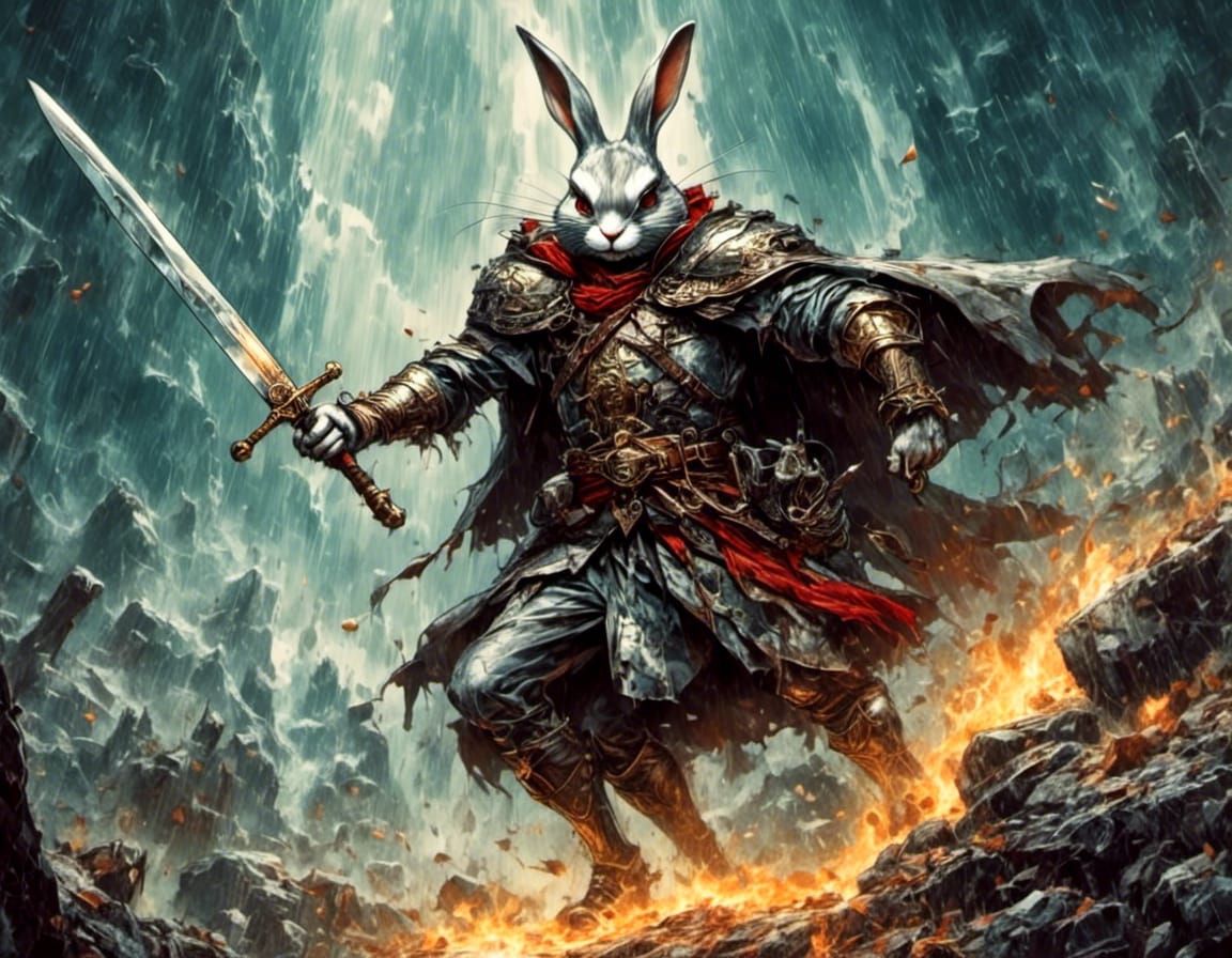 Bugs Bunny as King Arthur in Art Deco Style