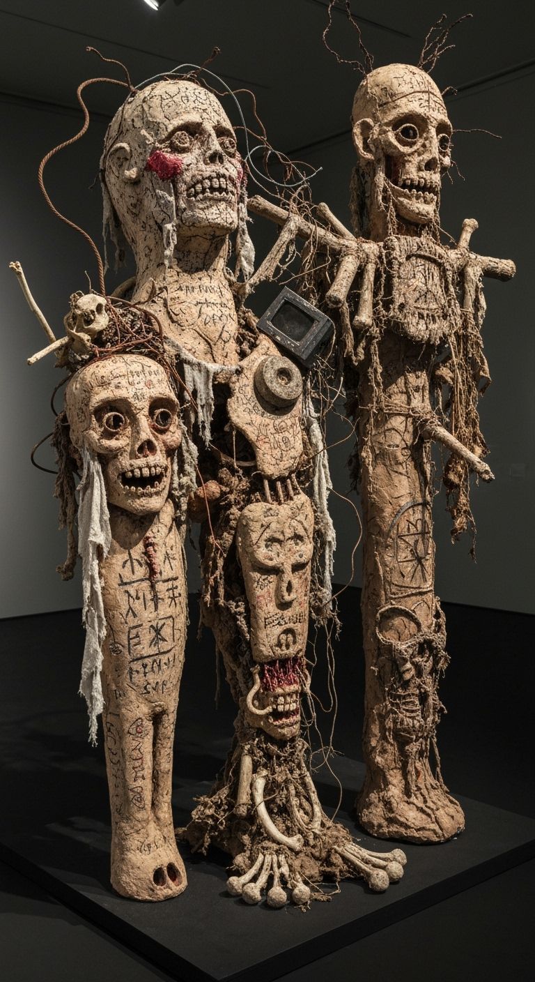 Visceral Sculpture in Brutal Outsider Art Style