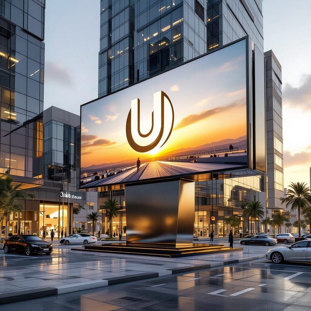 CGI 3D Company Logo Billboard in Modern Sana'a