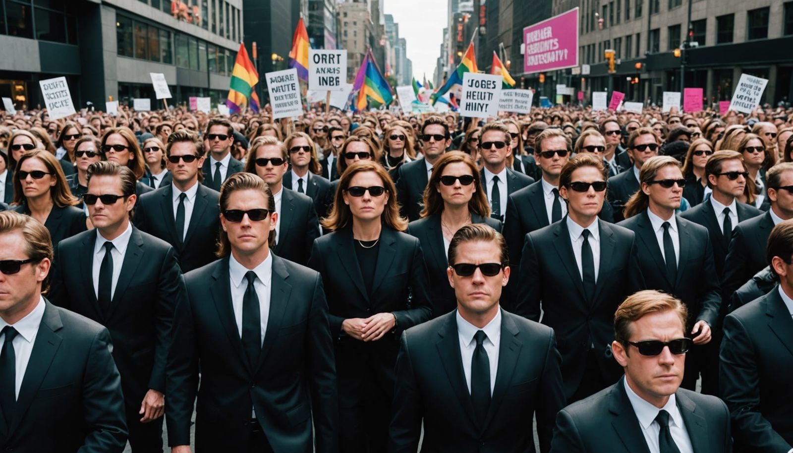 Men In Black Observe Women's Rally
