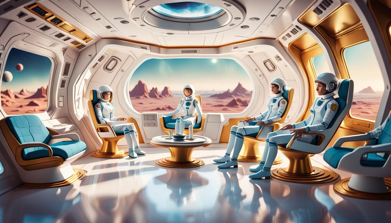 Spaceship Interior Deck with Earth View